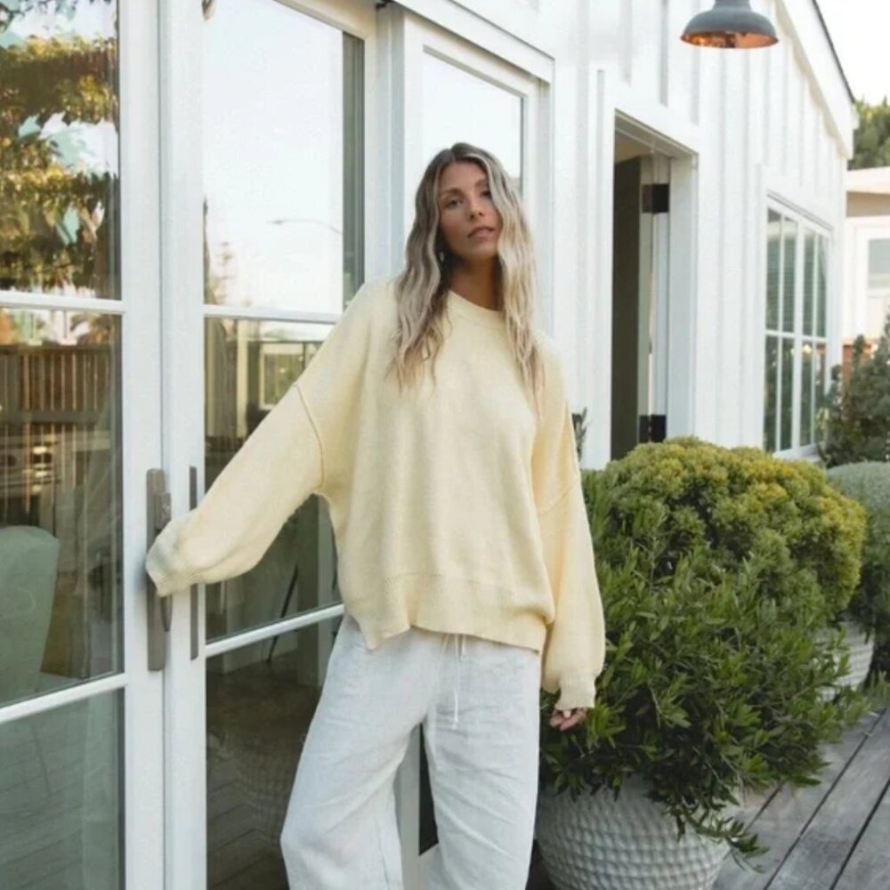 NWT XL - Butter Yellow - SOLAÍ The Label: Chloé Oversized Knit Sweater